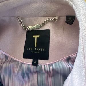 Ted Baker Light Pink Wool Coat with Multicolor Lining